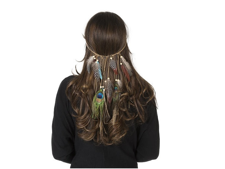 bandeau avec plumes et perles luxe ii 30cm