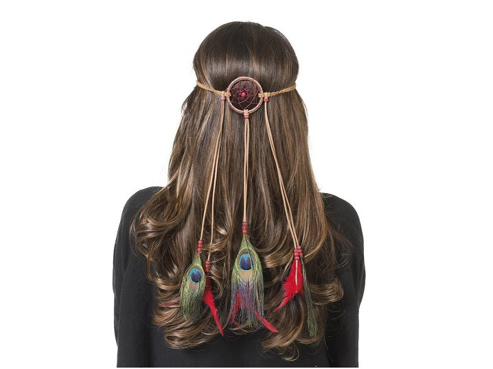 bandeau avec plumes et attrape-rêve luxe 40cm