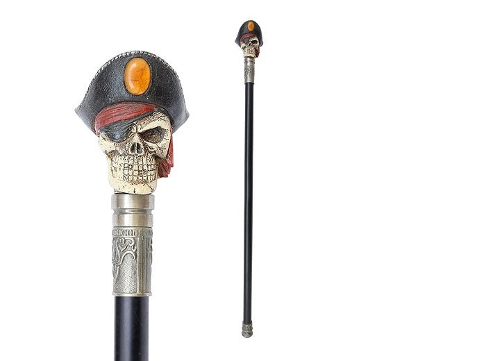 canne métallique droite motif pirate luxe 90cm