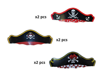 lot de 6 chapeaux de pirate en carton enfant