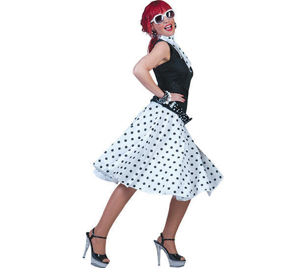 jupe et foulard blanc pois noir