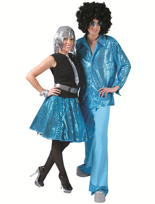 chemise disco à sequins turquoise taille m-l