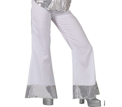 pantalon pattes d''éléphant blanc avec sequins femme taille s/m