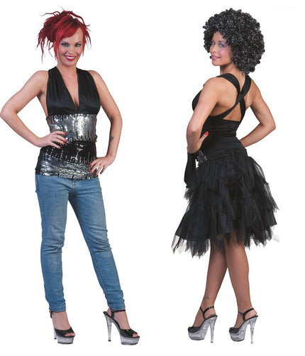 bustier à sequins noir et argent taille unique (34 à 40)