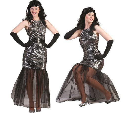 robe de diva à sequins argent femme taille s/m