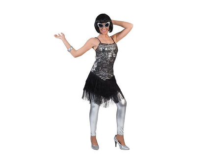 robe charleston à sequins noir & argent taille s/m