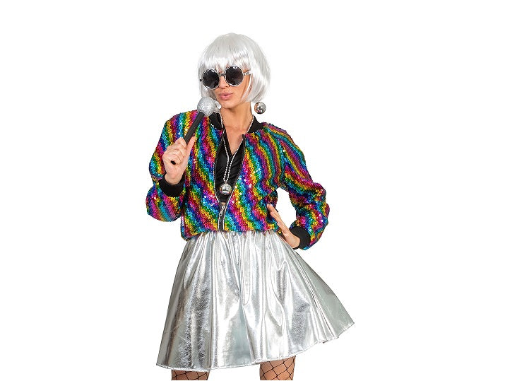 veste bomber à sequins rainbow taille unique