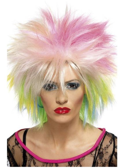 Perruque années 80 multicoloree femme