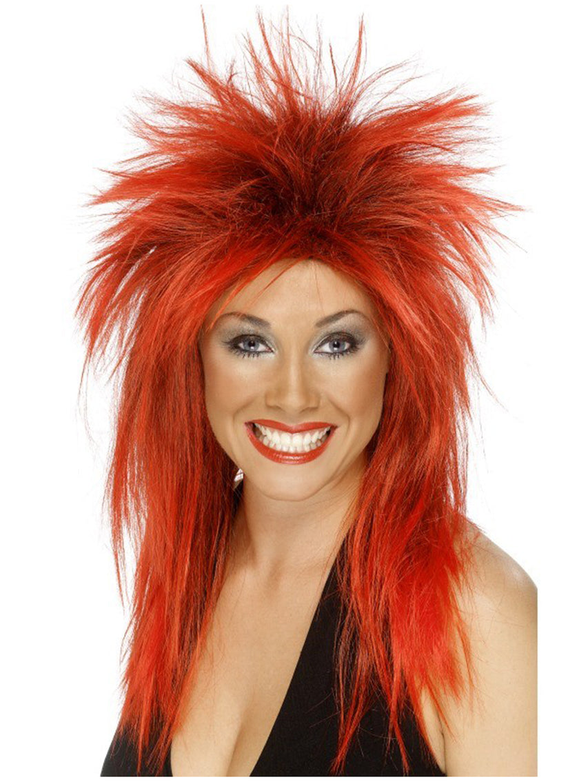 Perruque punk rousse et noire femme