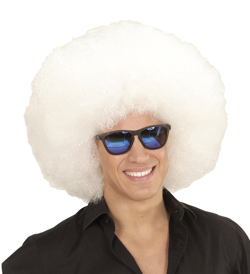 Perruque afro blanche géante adulte