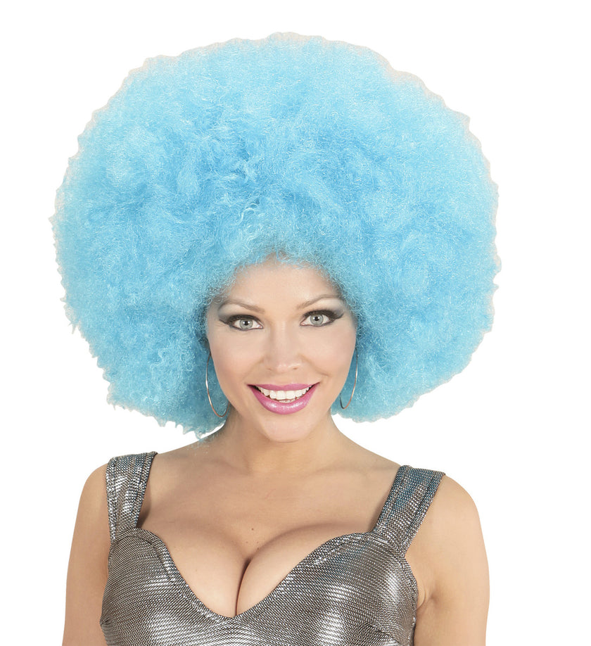 Perruque afro bleue géante adulte