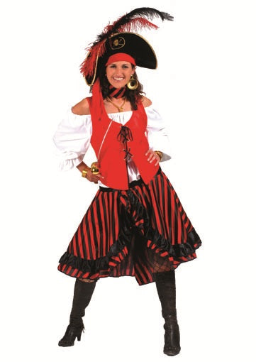 déguisement de pirate rouge & noir femme taille xl