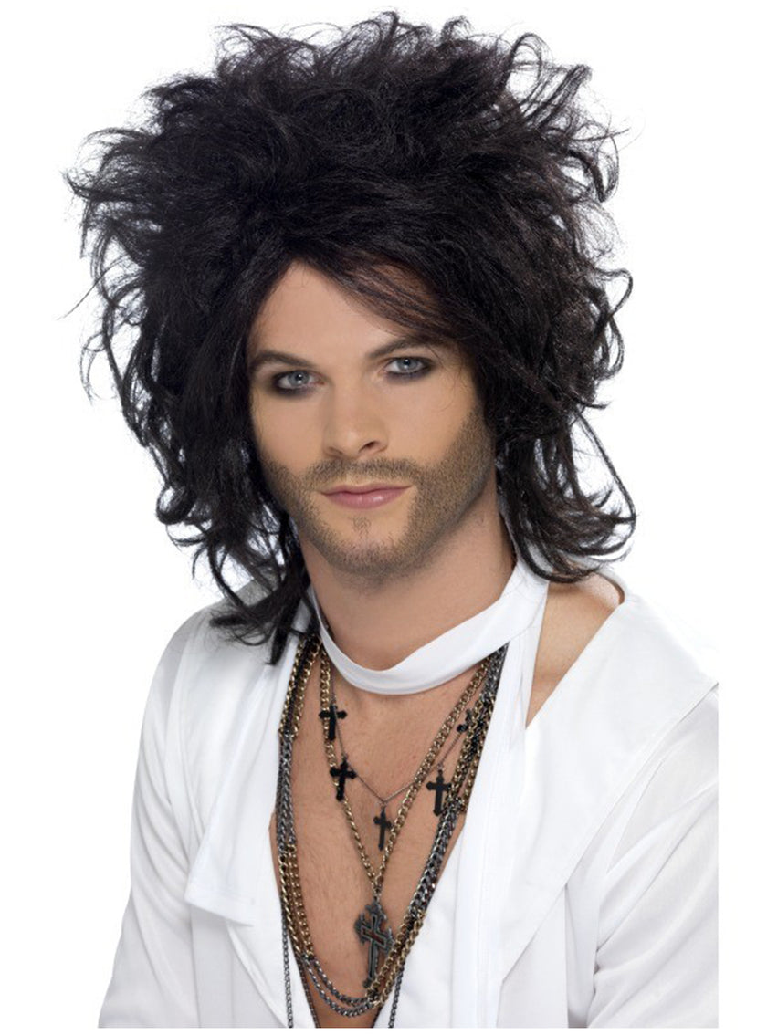 Perruque 80's noire homme