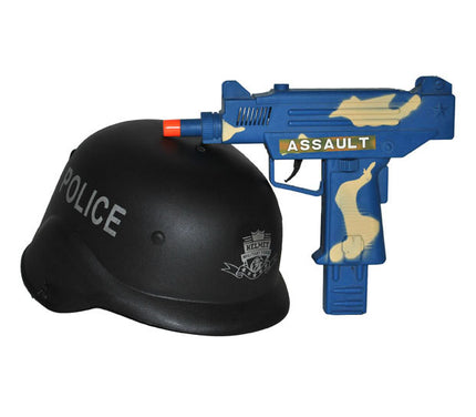 casque de police avec pistolet bruiteur