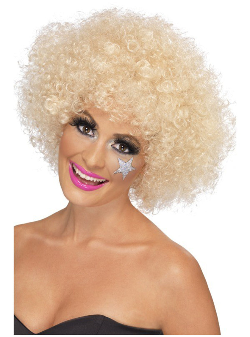 Perruque blonde afro funky