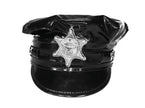 casquette de police noir brillant adulte