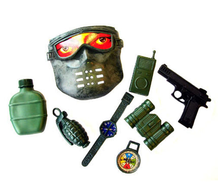 set militaire masque & pistolet 8pcs pour enfant
