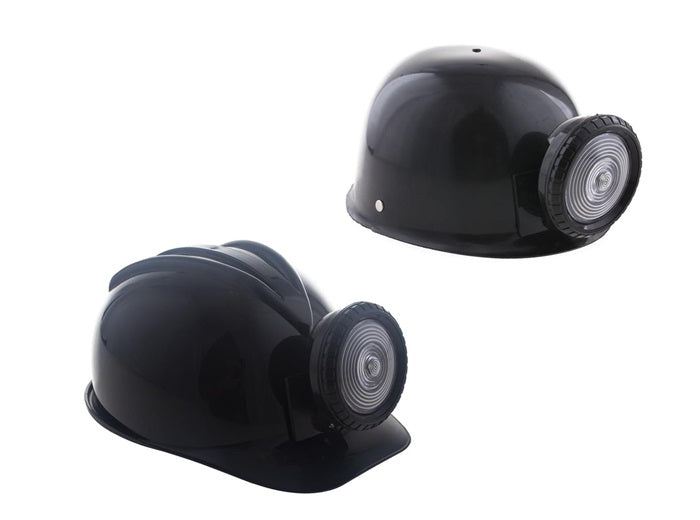 casque de mineur spéléologue noir avec lumière