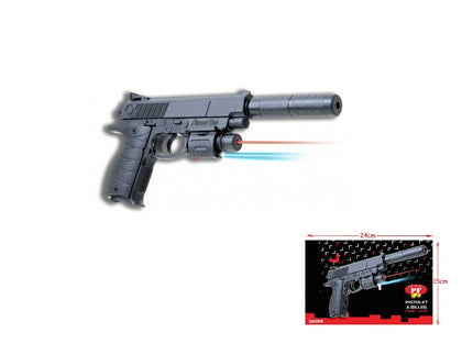 pistolet à billes avec laser et lampe 22cm et 20 billes