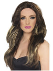 Perruque marron avec mèches blondes femme