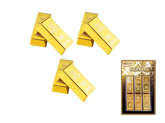 lot de 6 mini lingots d''or factices 200gr 6cm