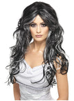 Perruque mariée halloween noire et gris