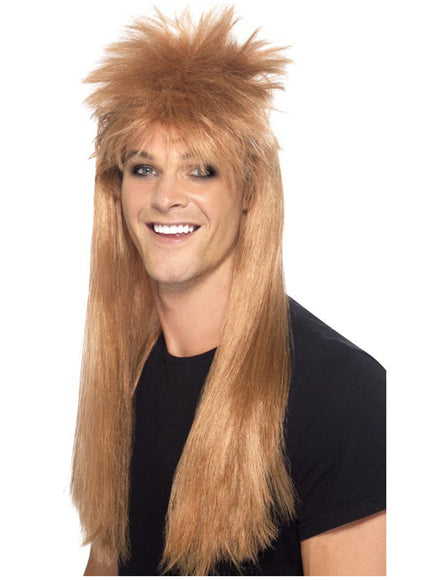 Perruque années 80 rock marron homme