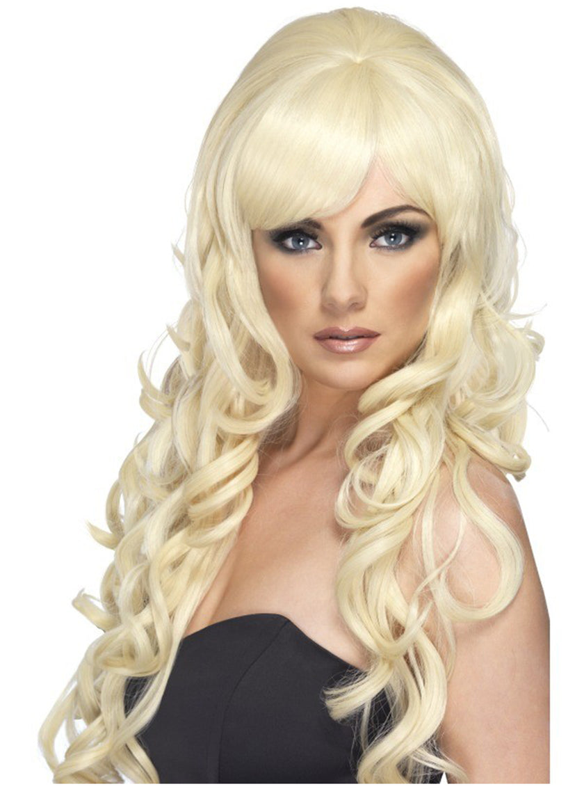 Perruque blonde frisée