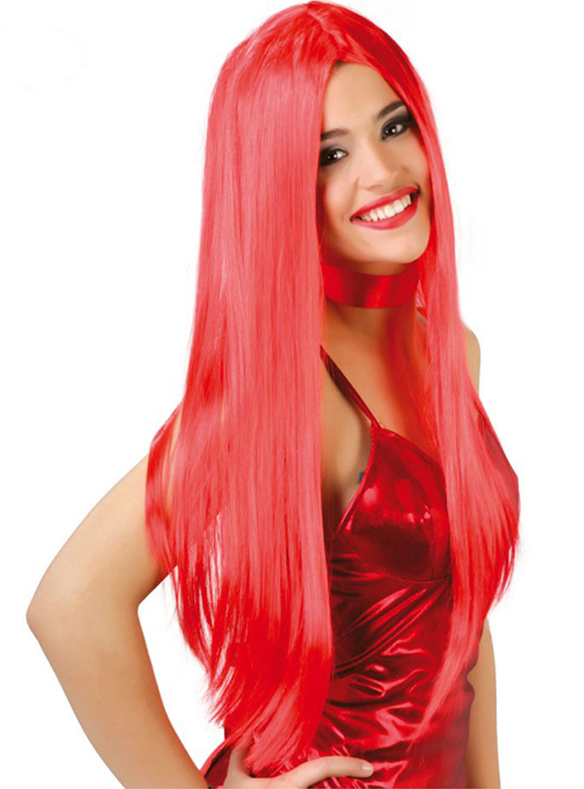 Perruque lisse longue rouge