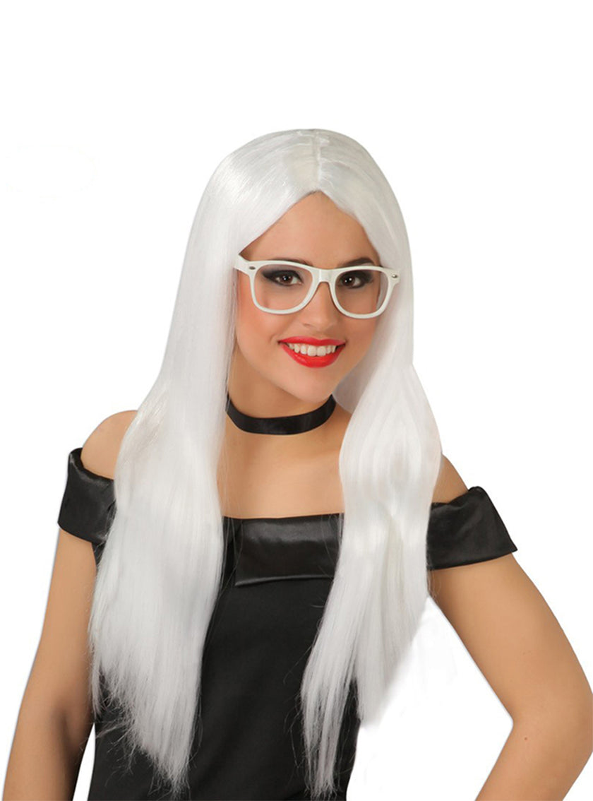 Perruque lisse longue blanche