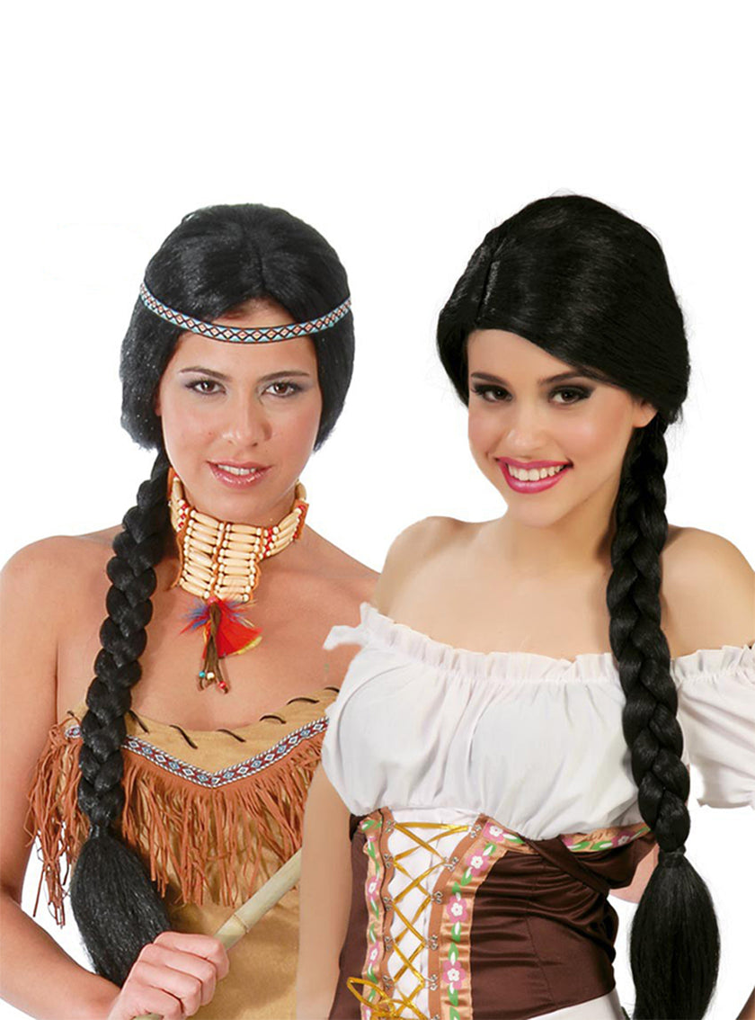 Perruque avec tresse noire