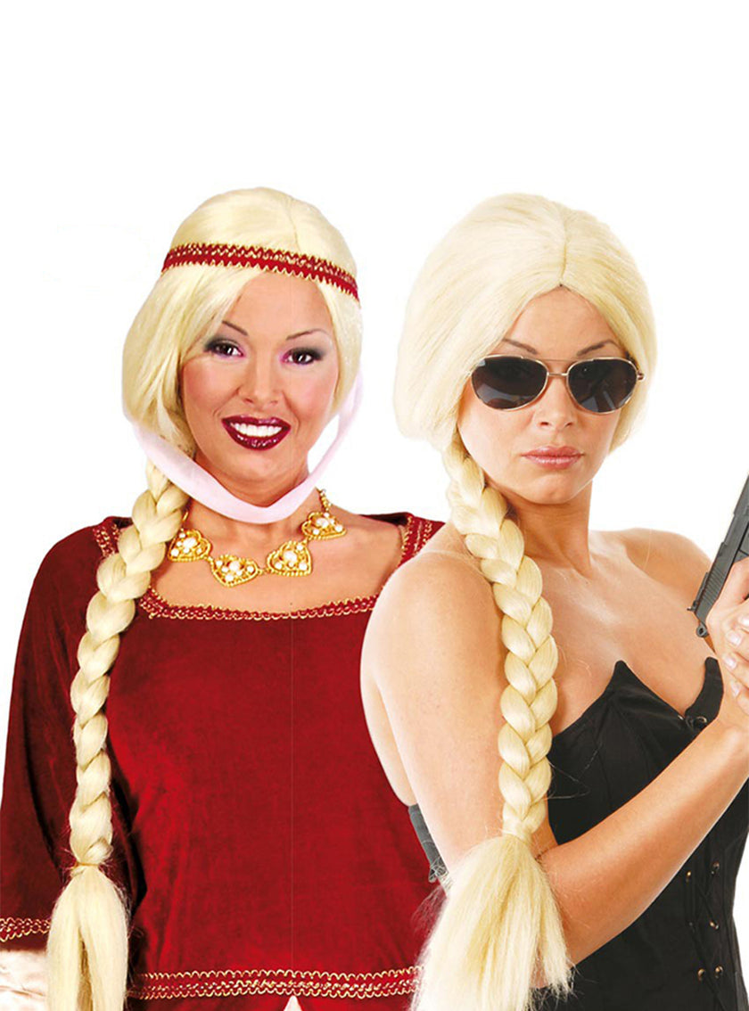 Perruque avec tresse blonde