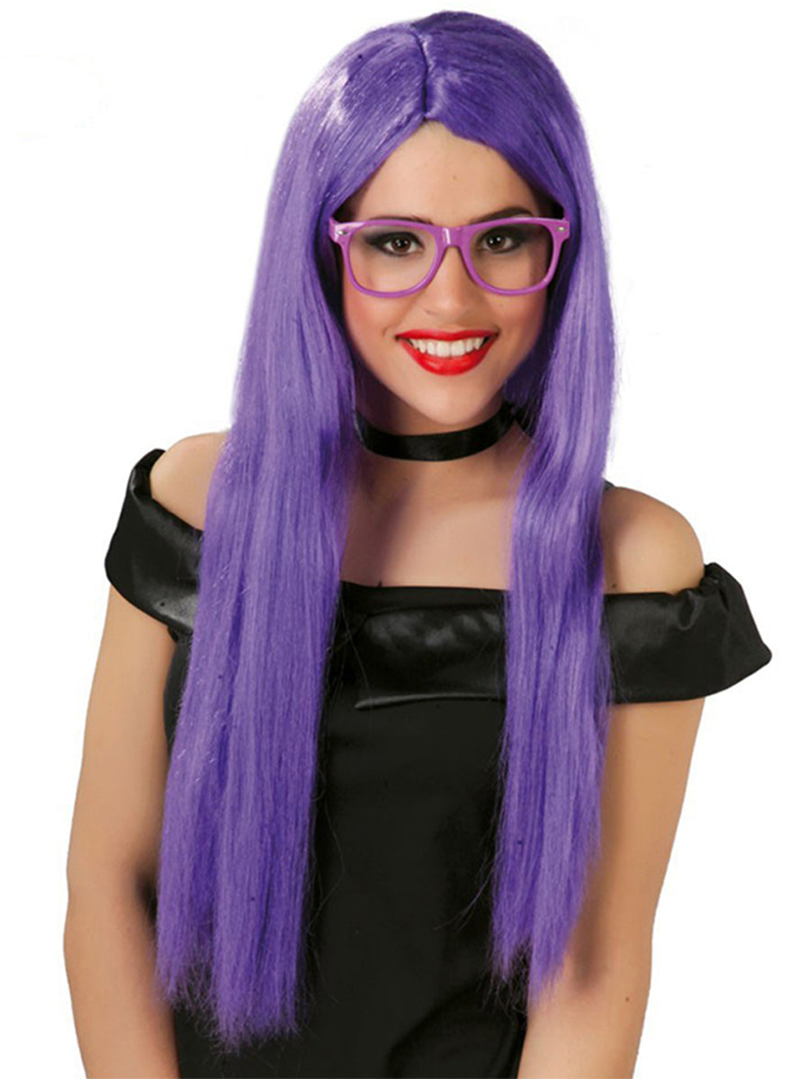 Perruque lisse longue couleur violet