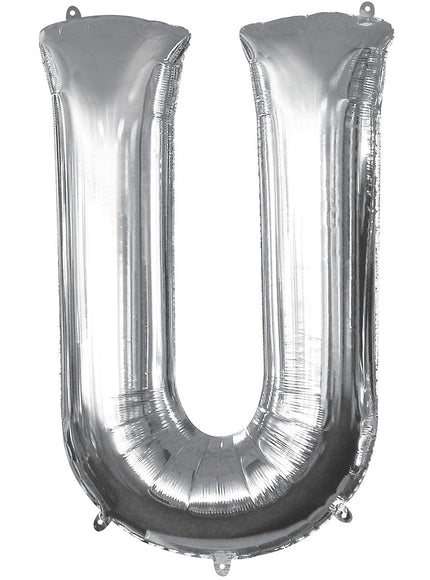 Ballon lettre U argenté (86 cm)