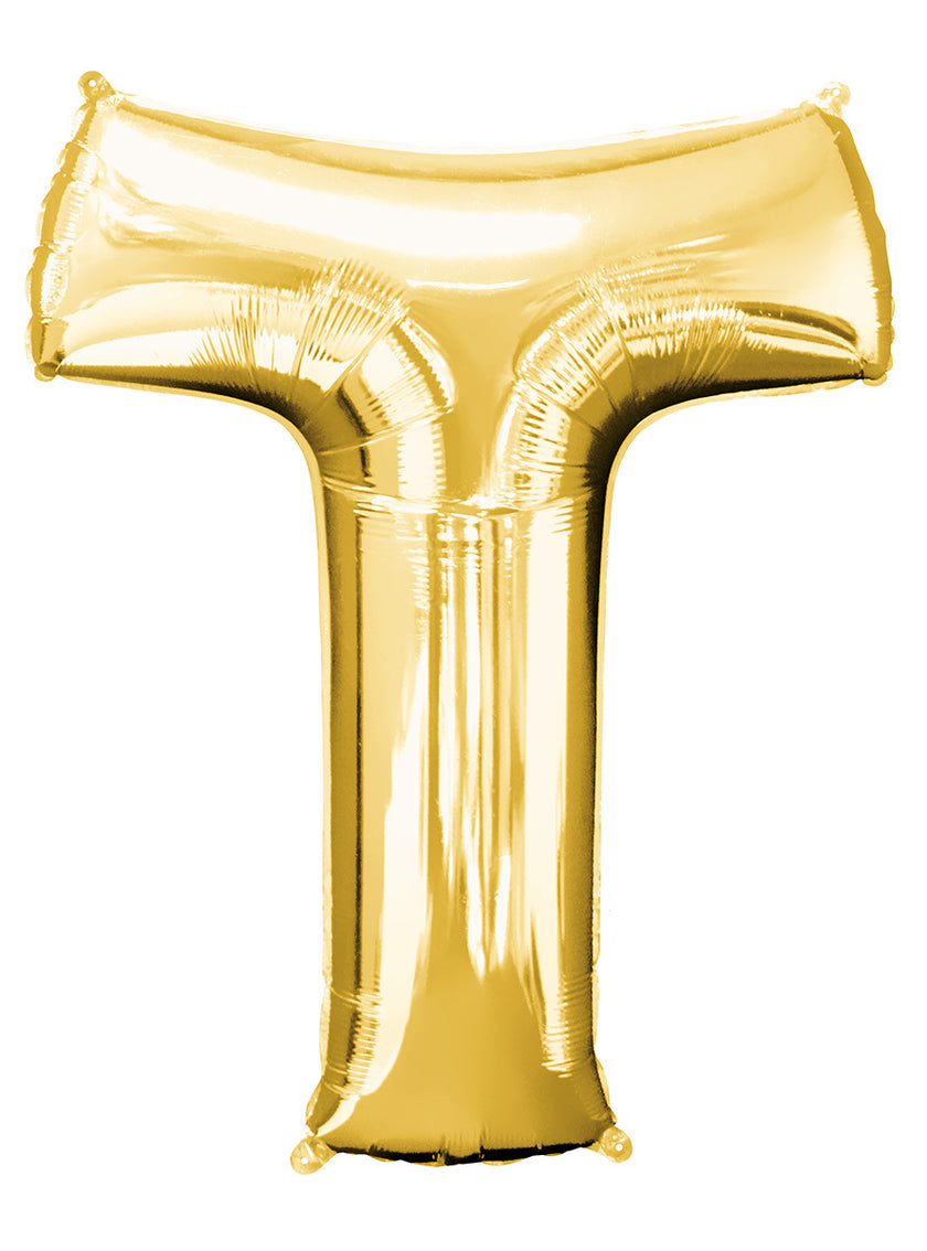 Ballon lettre T doré (86 cm)