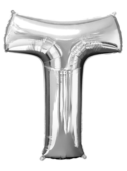 Ballon lettre T argenté (86 cm)