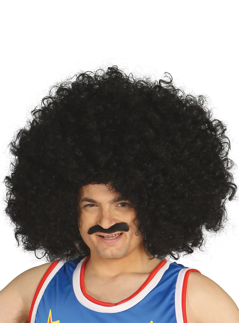 Perruque super géante noire avec boucles