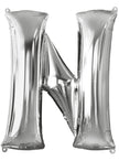 Ballon lettre N argenté (86 cm)