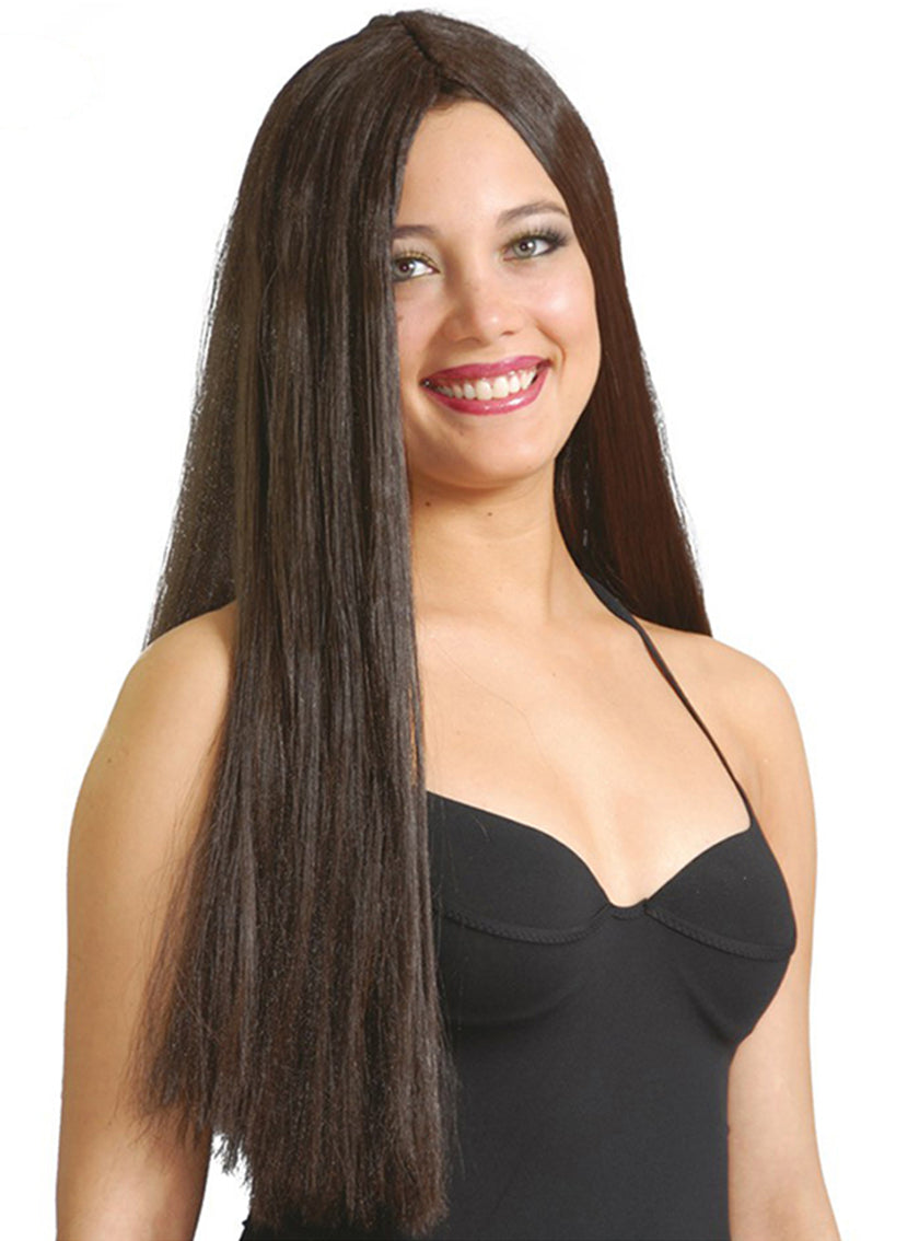 Perruque simple longue châtaine