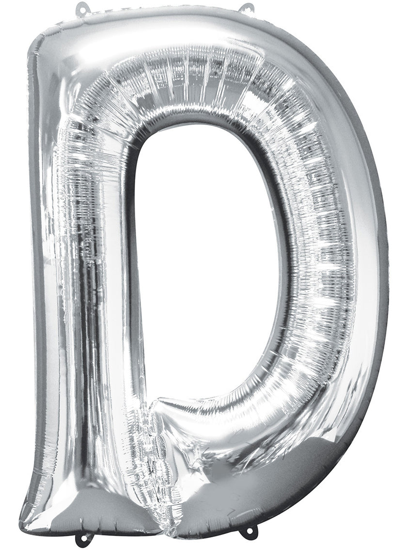 Ballon lettre D argenté