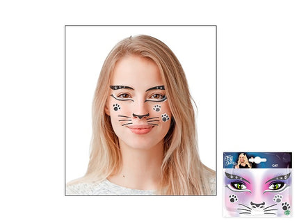 carte tatouage temporaire motif chat adhésif glitter