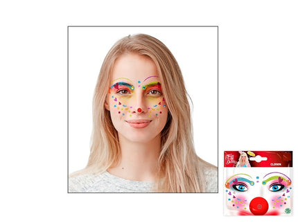 carte tatouage temporaire motif clown adhésif glitter