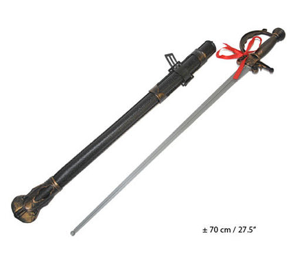 épée de mousquetaire avec ruban et fourreau 70cm