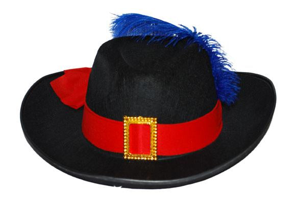 chapeau mousquetaire plume bleu