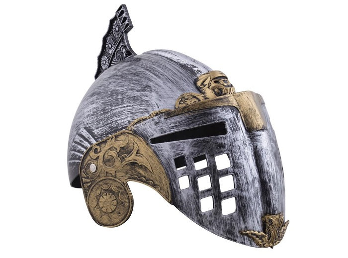 casque de gladiateur romain argent avec visière adulte