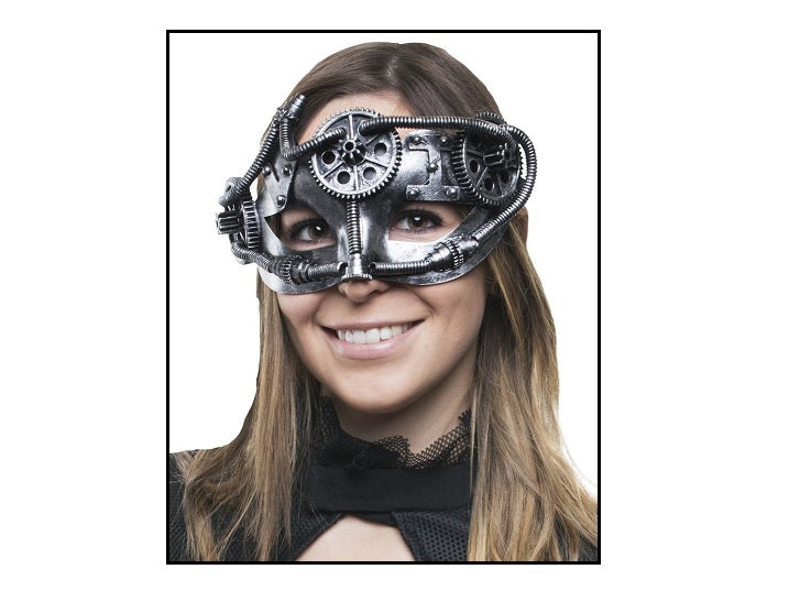 masque loup steampunk argent luxe adulte