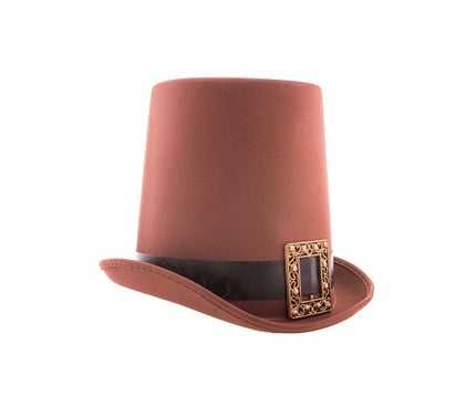 chapeau haut de forme steampunk marron 20cm