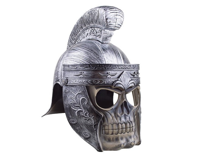 casque de romain argent avec masque intégré adulte