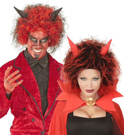 Perruque de Lucifer avec cornes pour adulte