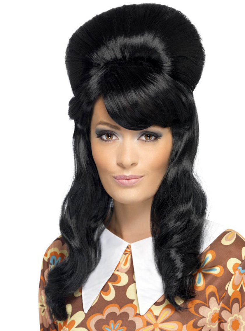 Perruque noire chignon